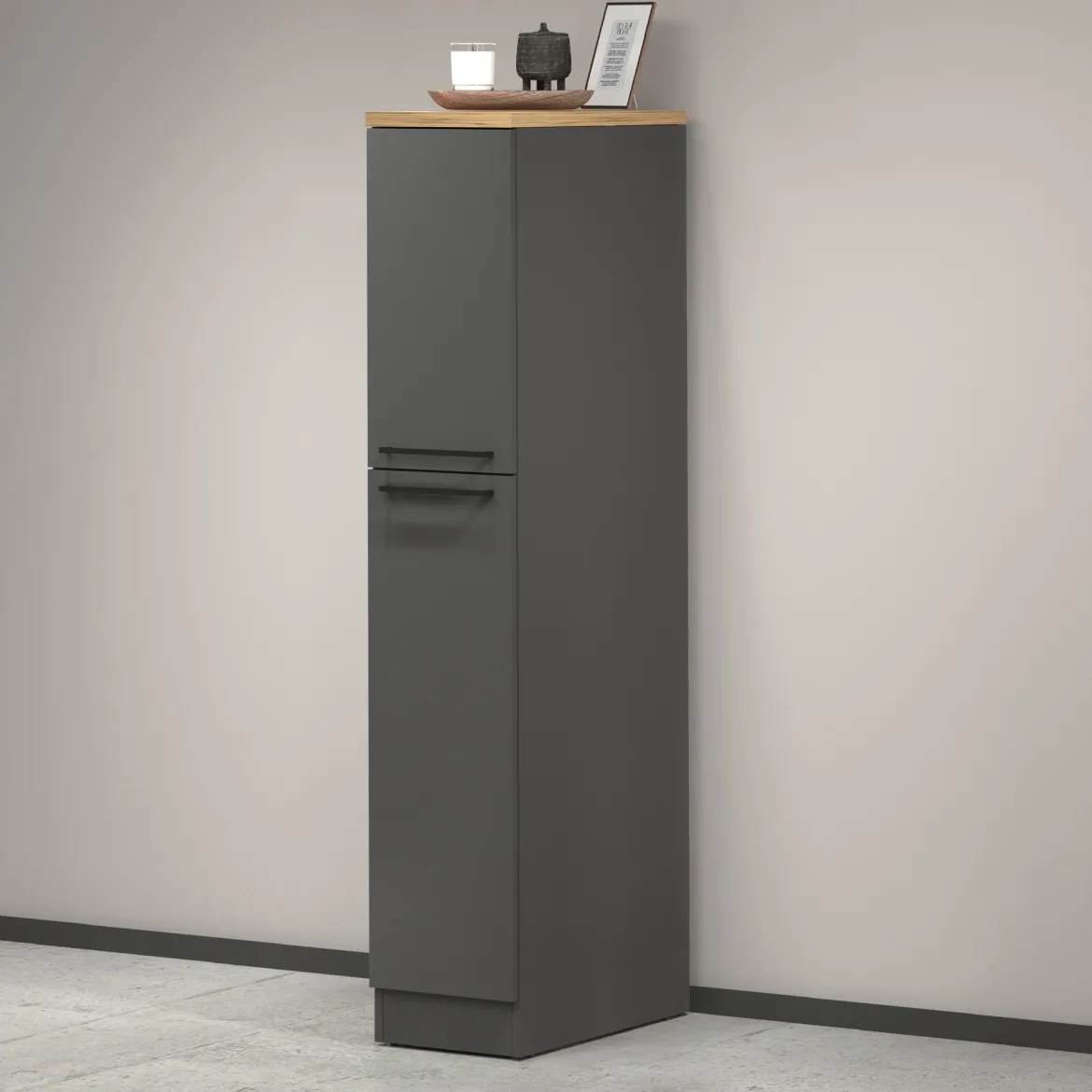 Dispensa multiuso 2 ante 30x165h cm antracite e rovere - Atrax
