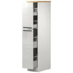 Dispensa multiuso 2 ante 30x165h cm bianco lucido e rovere - Atrax
