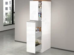 Dispensa multiuso 2 ante 30x165h cm bianco lucido e rovere - Atrax