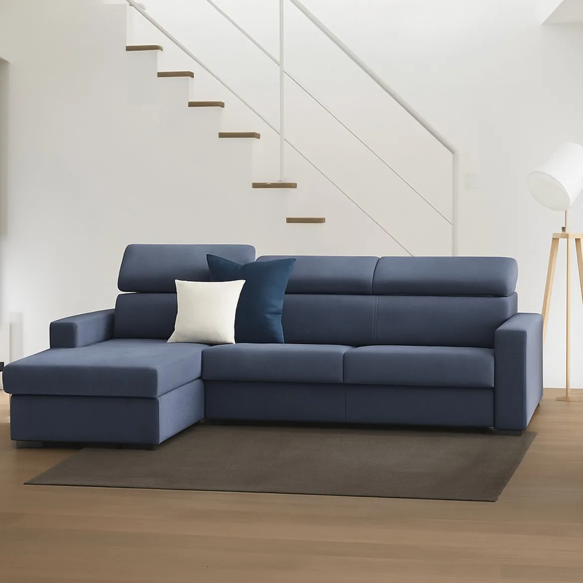 Divano ad angolo blu 260x95x85h cm - Aryaly