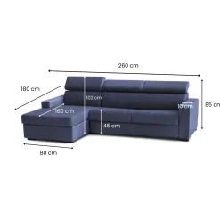 Divano ad angolo blu 260x95x85h cm - Aryaly