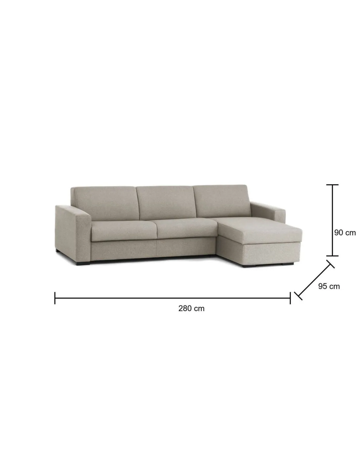 Divano ad angolo tortora 280x95x90h cm - Atos