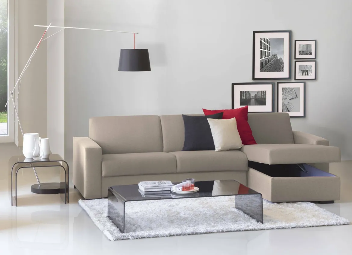 Divano ad angolo tortora 280x95x90h cm - Atos