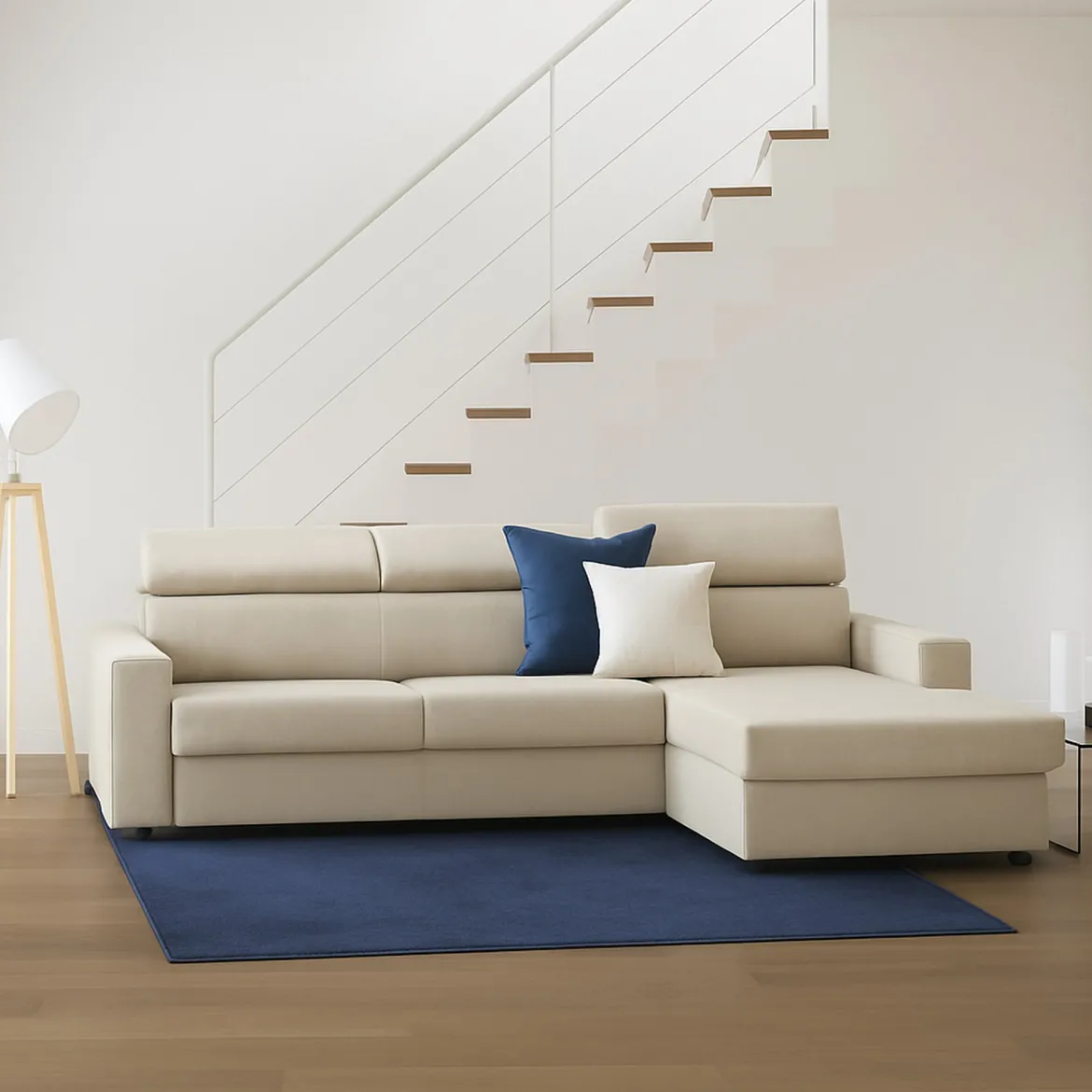 Divano con braccioli beige 260x95x90h cm - Azechiele