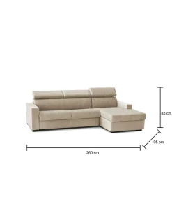 Divano con braccioli beige 260x95x90h cm - Azechiele