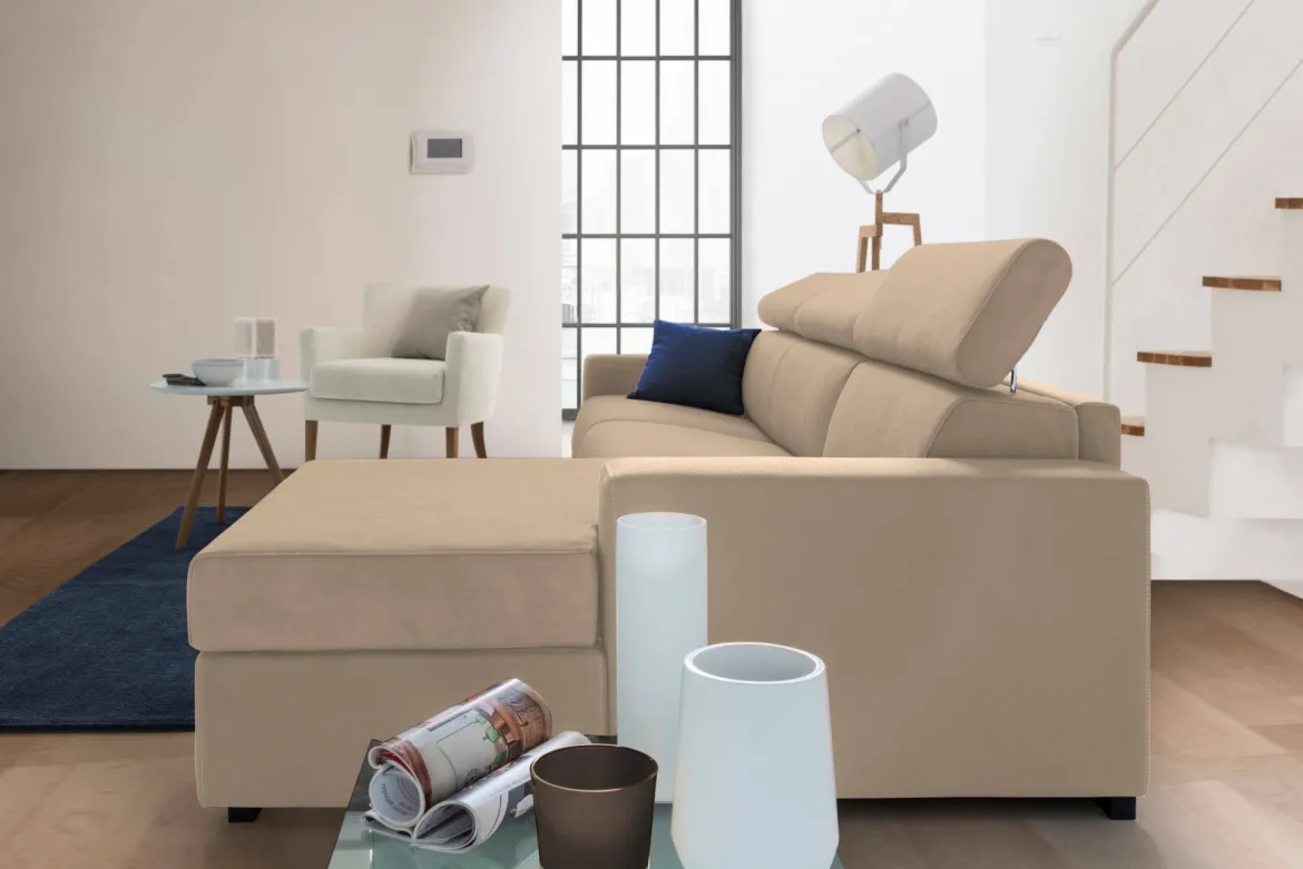 Divano con braccioli beige 260x95x90h cm - Azechiele