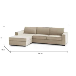 Divano con braccioli beige 300x170x70h cm - Ananas
