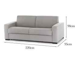 Divano con braccioli grigio 220x95x90h cm - Ayta