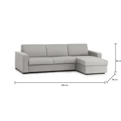 Divano con braccioli grigio 260x95x90h cm - Azechiele