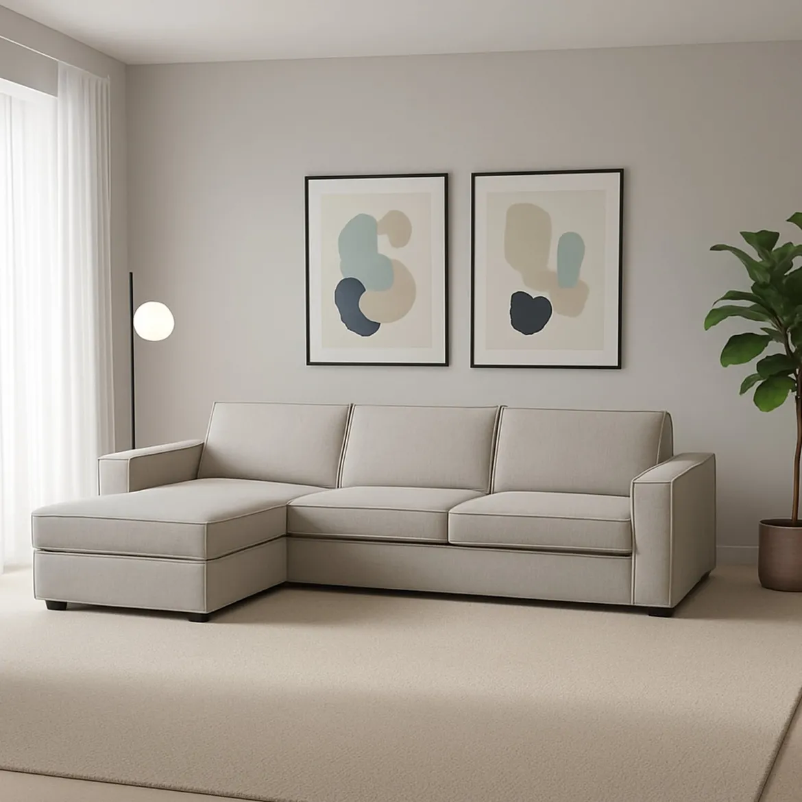 Divano con braccioli tortora 280x95x90h cm - Anila