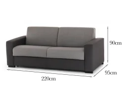 Divano con penisola grigio e antracite 220x95x90h cm - Ayta