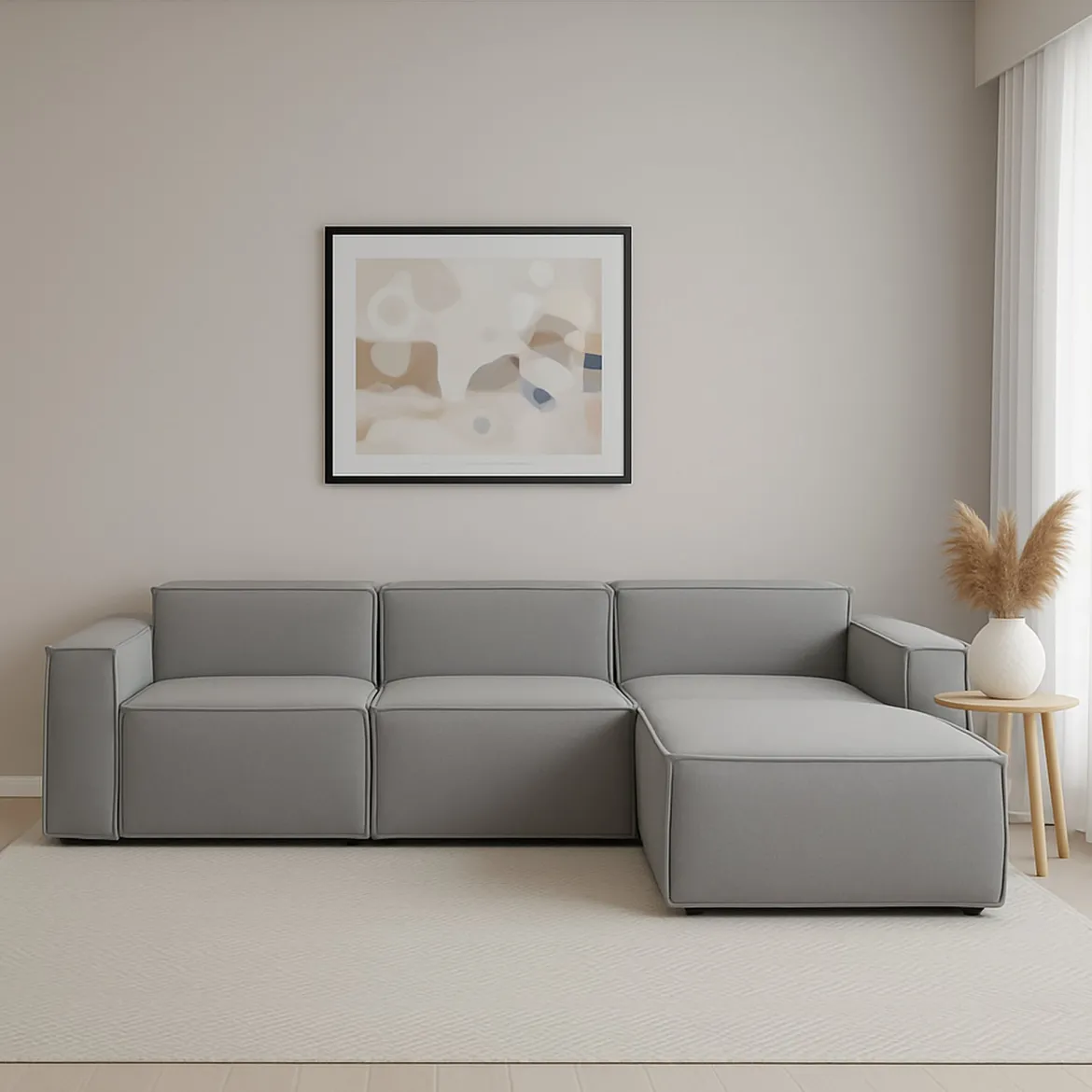 Divano con penisola grigio 300x170x70h cm - Ananas