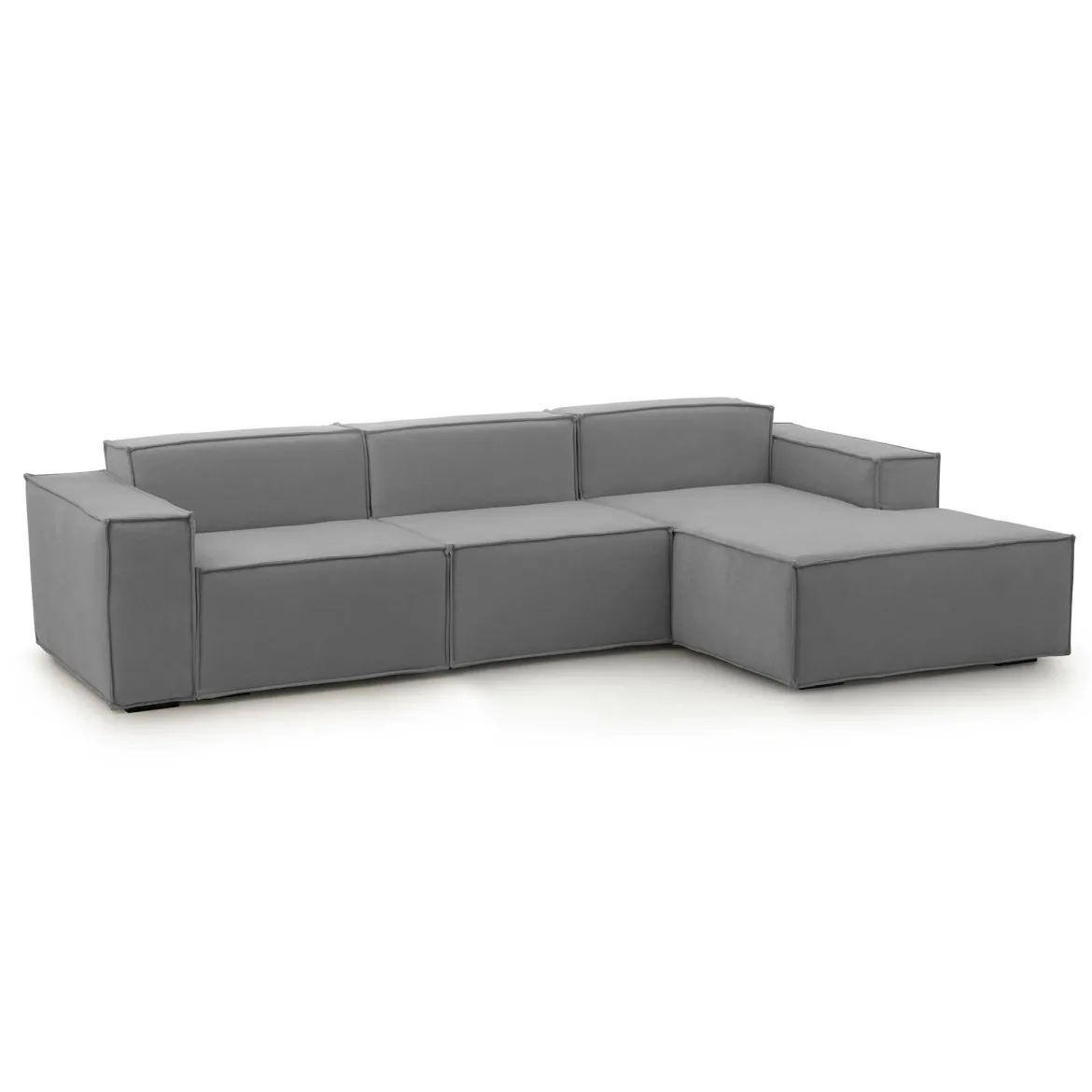 Divano con penisola grigio 300x170x70h cm - Ananas