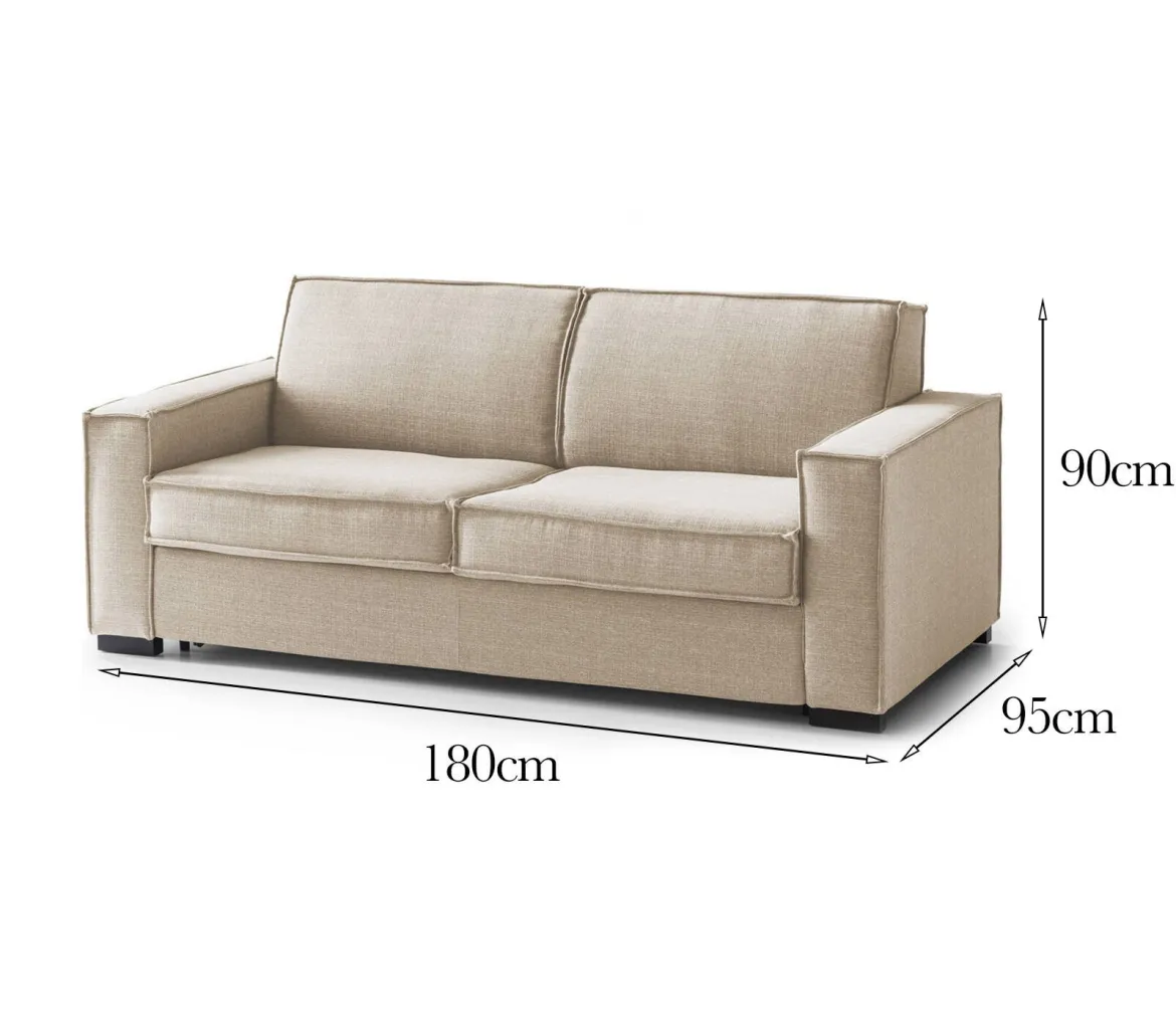 Divano con portacuscini beige 180x95x90h cm - Ayramah