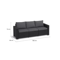 Divano da esterno Melfort, 198x68 h72 cm, Tortora