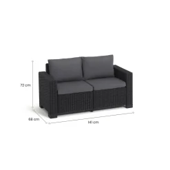 Divano da esterno Roberval, 141x68 h72 cm, Tortora