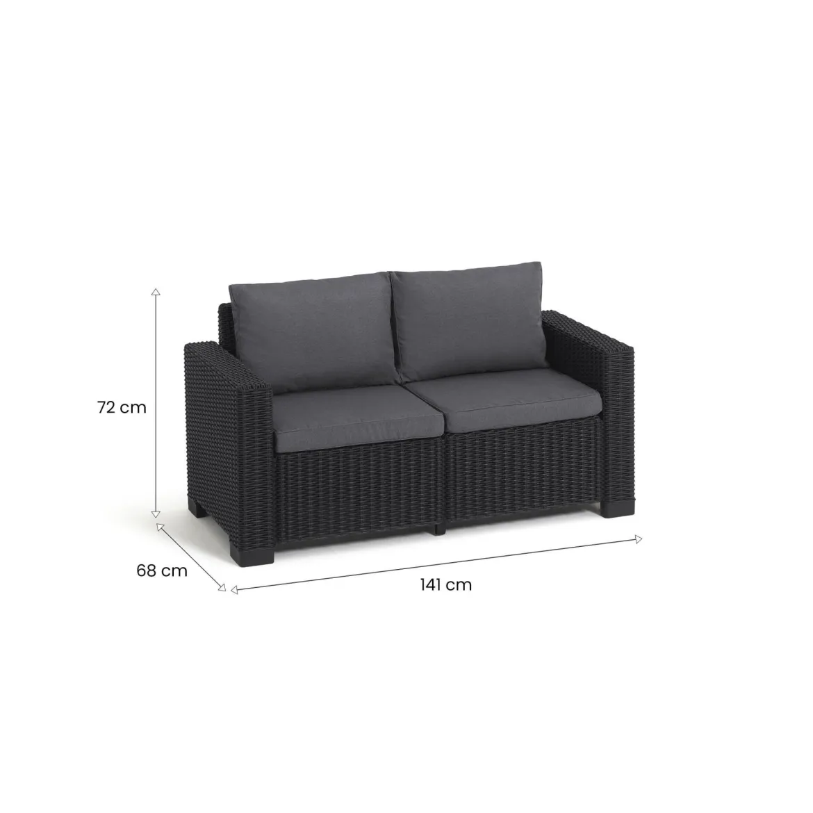 Divano da esterno Roberval, 141x68 h72 cm, Tortora