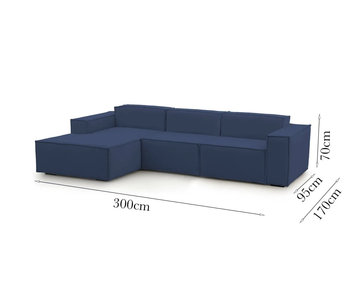 Divano design blu 300x170x70h cm - Alganibra