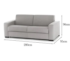 Divano design grigio 200x95x90h cm - Azier