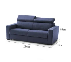 Divano elegante blu 160x95x85h cm - Nukualofa