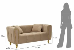 Divano elegante grigio e oro 81x155x71h cm - Gandolfo