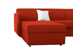 Divano Fisso con Penisola Arancione Sfoderabile Reversibile 260x160 cm, Idrorepellente Multiposizione Made in Italy - Posina
