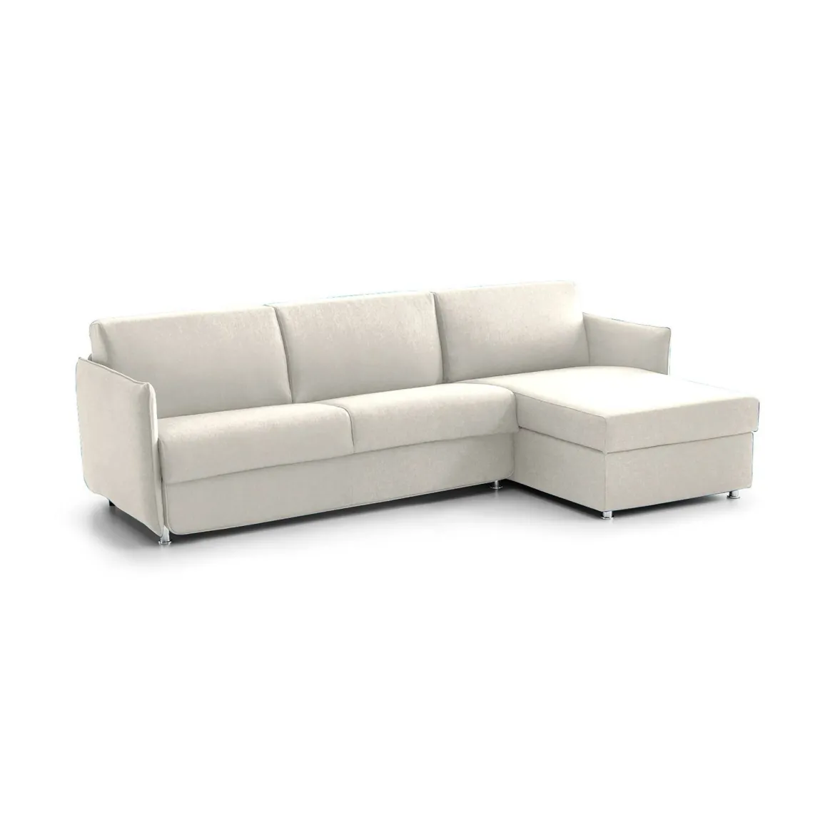 Divano Fisso con Penisola Beige Sfoderabile Reversibile 260x160 cm, Idrorepellente Multiposizione Made in Italy - Posina
