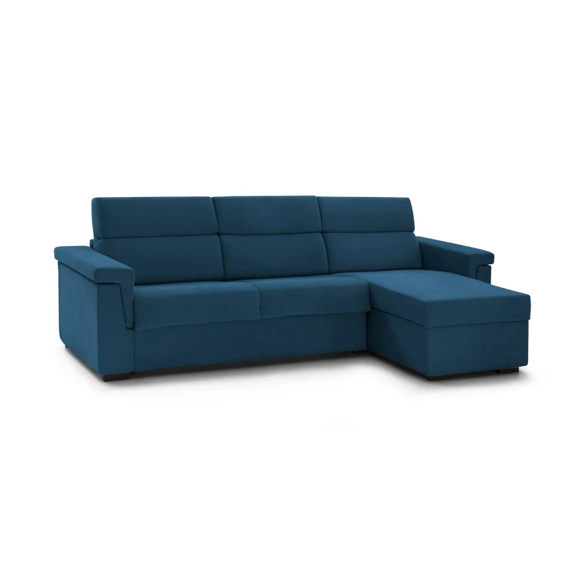 Divano Fisso con Penisola blu Sfoderabile Reversibile 285x160 cm, Idrorepellente Multiposizione Made in Italy - Cintano