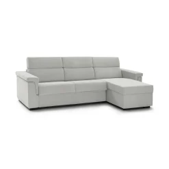 Divano Fisso con Penisola Grigio Chiaro Sfoderabile Idrorepellente 285x160 cm, Lavabile Made in Italy - Cintano
