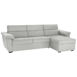 Divano Fisso con Penisola Grigio Chiaro Sfoderabile Idrorepellente Multiposizione 285x160 cm, Lavabile Made in Italy - Ceto
