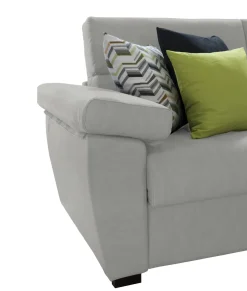 Divano Fisso con Penisola Grigio Chiaro Sfoderabile Idrorepellente Multiposizione 285x160 cm, Lavabile Made in Italy - Ceto