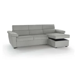 Divano Fisso con Penisola Grigio Chiaro Sfoderabile Idrorepellente Multiposizione 285x160 cm, Lavabile Made in Italy - Ceto