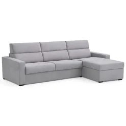 Divano Fisso con Penisola Grigio Sfoderabile Reversibile 280x160 cm, Idrorepellente Multiposizione Made in Italy - Vigonovo