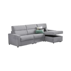 Divano Fisso con Penisola Grigio Sfoderabile Reversibile 280x160 cm, Idrorepellente Multiposizione Made in Italy - Vigonovo
