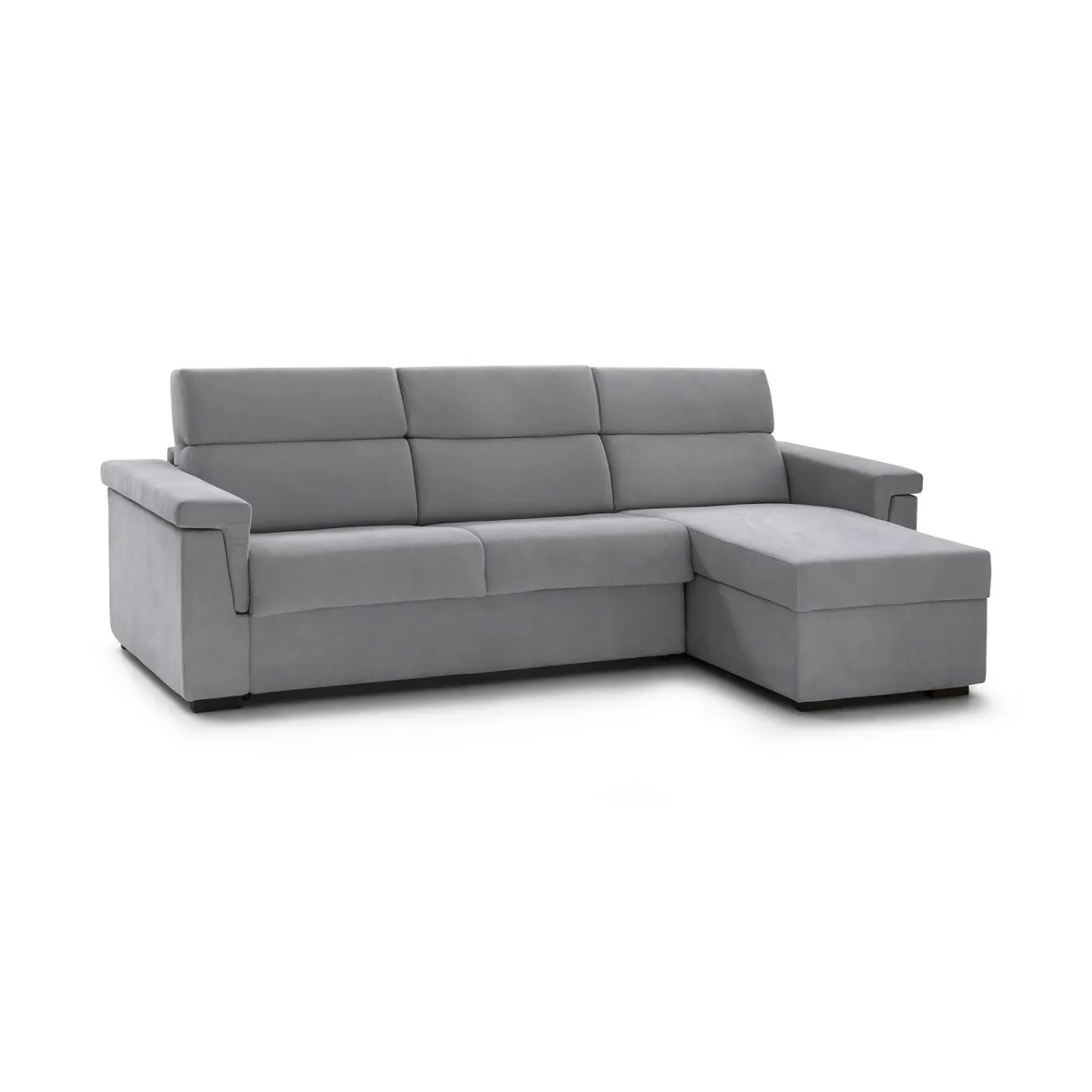 Divano Fisso con Penisola Grigio Sfoderabile Reversibile 285x160 cm, Idrorepellente Multiposizione Made in Italy - Cintano