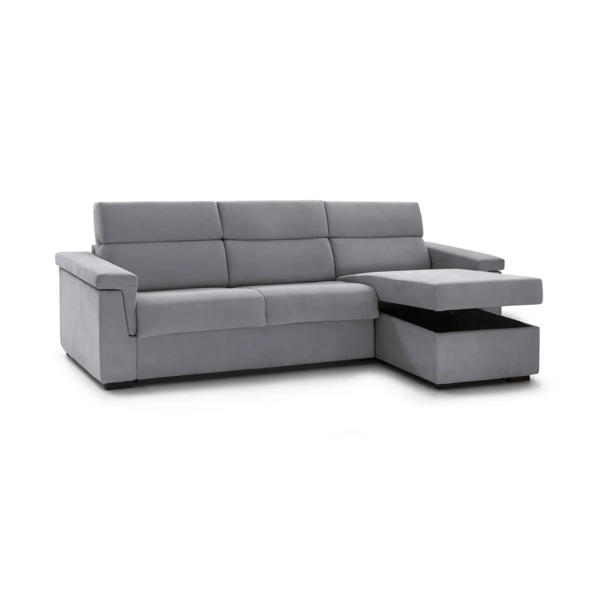 Divano Fisso con Penisola Grigio Sfoderabile Reversibile 285x160 cm, Idrorepellente Multiposizione Made in Italy - Cintano