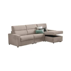 Divano Fisso con Penisola Grigio Tortora Sfoderabile Reversibile 285x160 cm, Idrorepellente Multiposizione Made in Italy - Ceto
