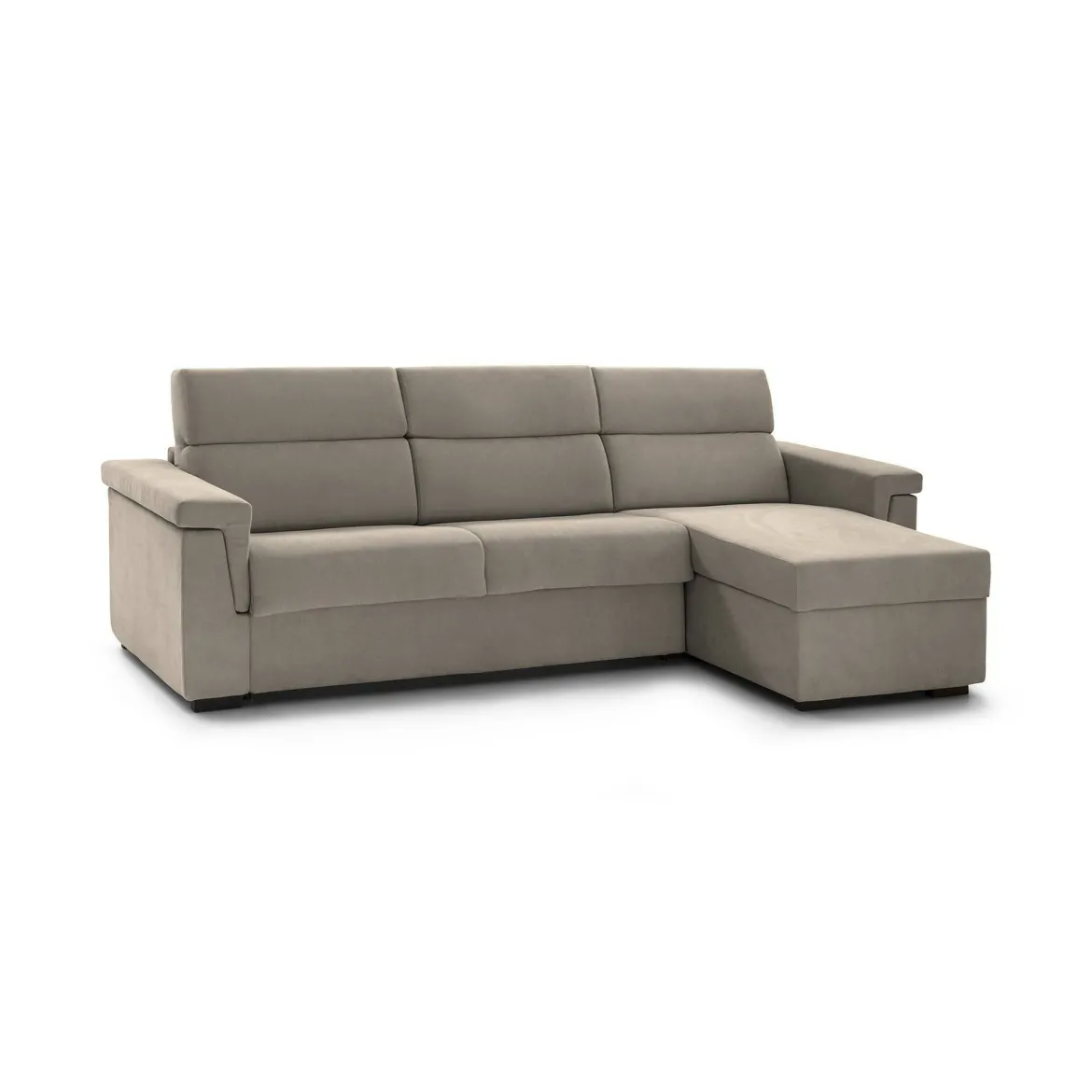 Divano Fisso con Penisola Grigio Tortora Sfoderabile Reversibile 285x160 cm, Idrorepellente Multiposizione Made in Italy - Cintano