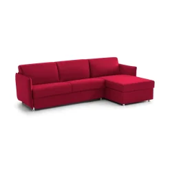 Divano Fisso con Penisola Rosso Sfoderabile Reversibile 260x160 cm, Idrorepellente Multiposizione Made in Italy - Posina