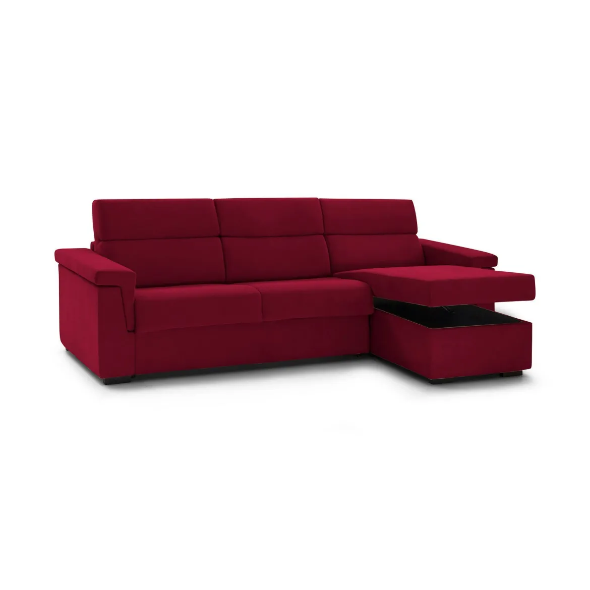 Divano Fisso con Penisola Rosso Sfoderabile Reversibile 285x160 cm, Idrorepellente Multiposizione Made in Italy - Cintano