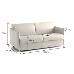Divano Fisso 2 Posti Beige Sfoderabile Idrorepellente 160x95x90h cm, Lavabile Made in Italy - Monleale