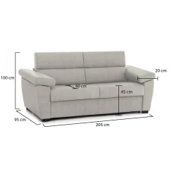 Divano Fisso 2 Posti Beige Sfoderabile Idrorepellente 205x95x100h cm, Lavabile Made in Italy - Gorreto