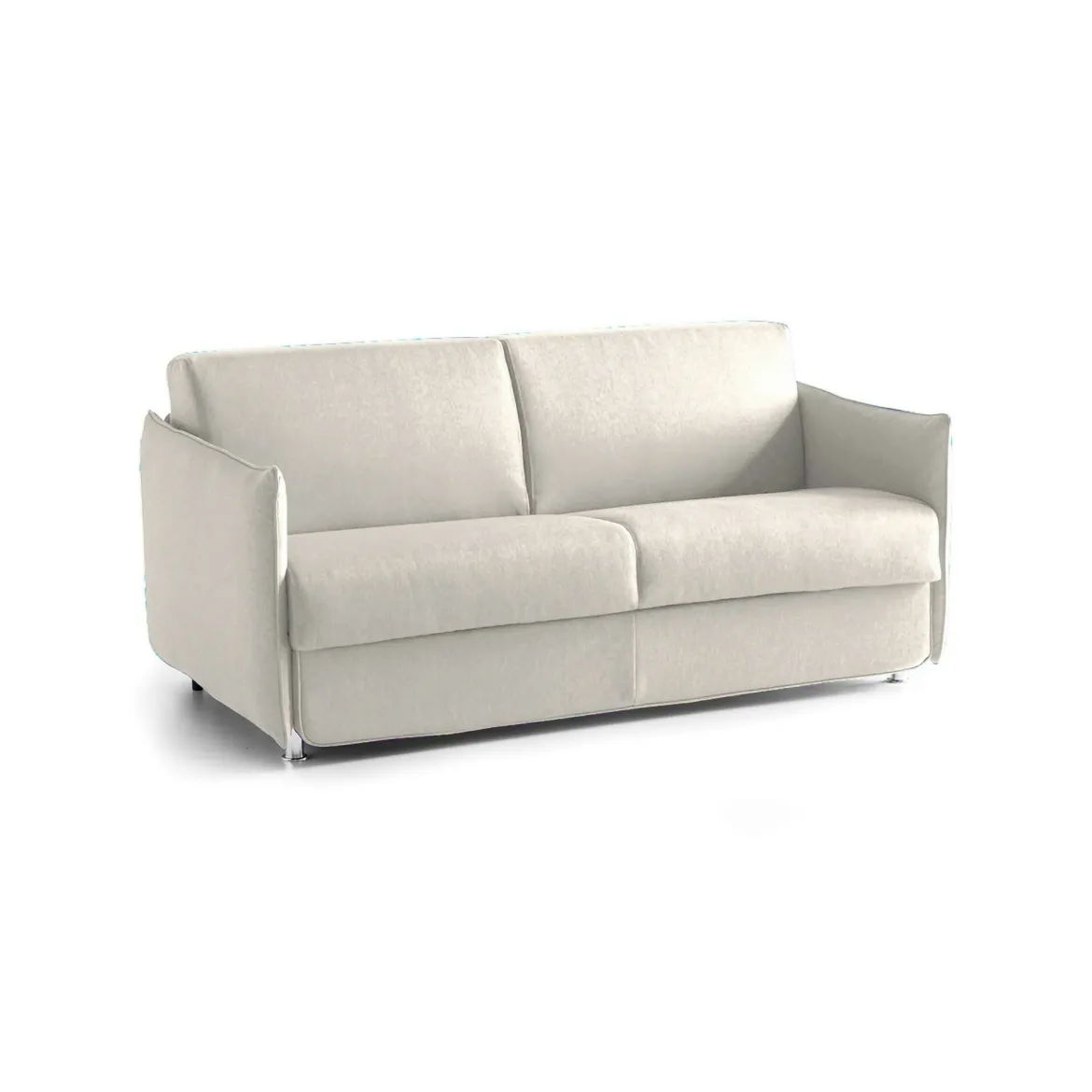 Divano Fisso 3 Posti Beige Sfoderabile Lavabile 200x95 cm, Braccioli Made in Italy - Severo