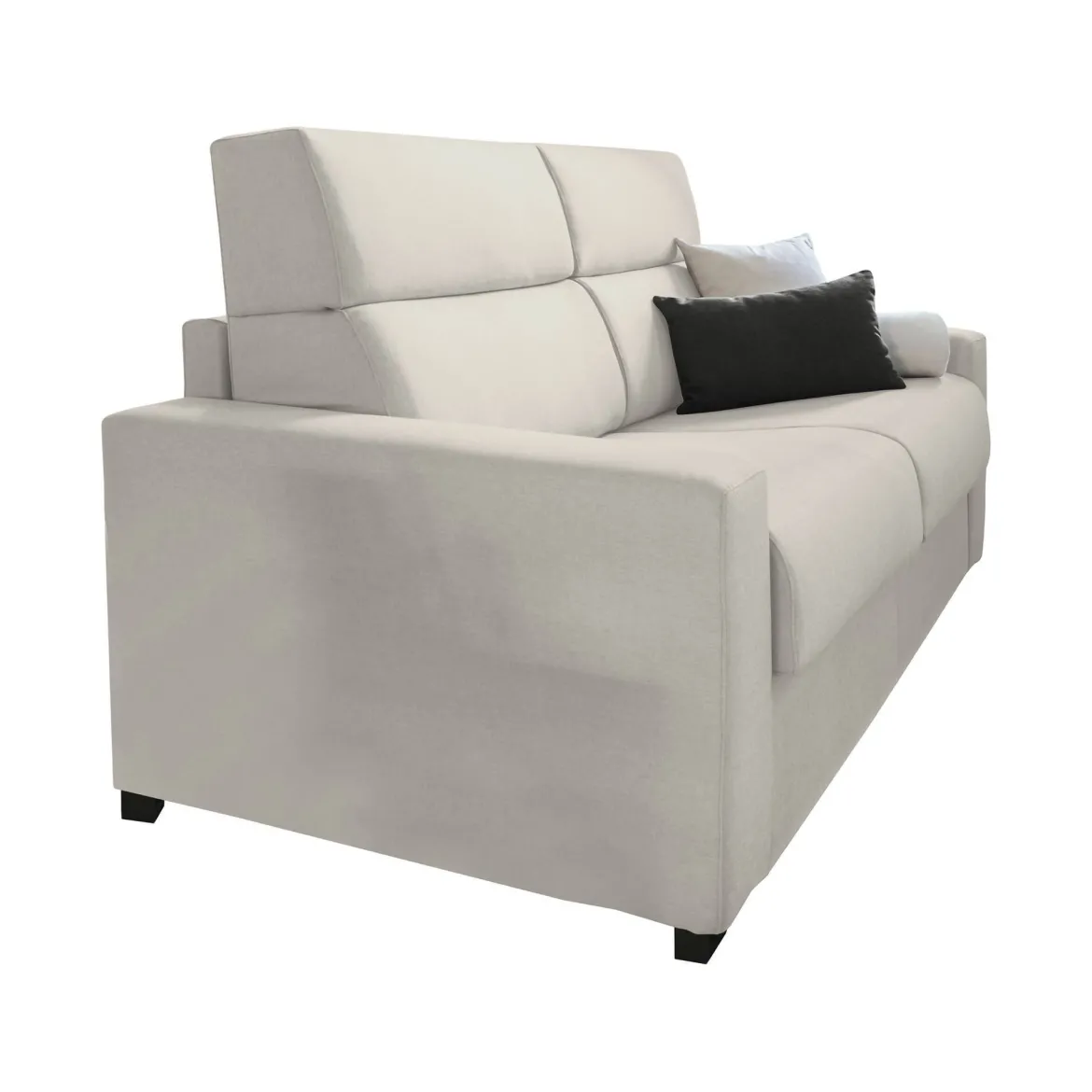 Divano Fisso 3 Posti Beige Sfoderabile Lavabile 225x95 cm, Braccioli Made in Italy - Cantu