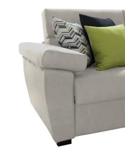 Divano Fisso 3 Posti Beige Sfoderabile Lavabile 225x95 cm, Braccioli Made in Italy - Giffone