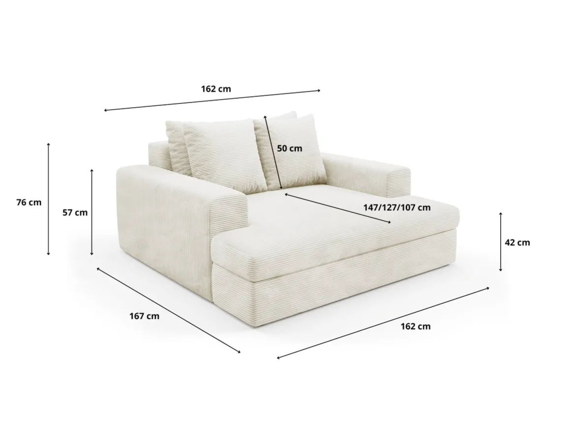 Divano Fisso 2 Posti Bianco Crema Cuscini Sfoderabili Braccioli 162x167x86h cm, Posti a Sedere 2 - Comazzo
