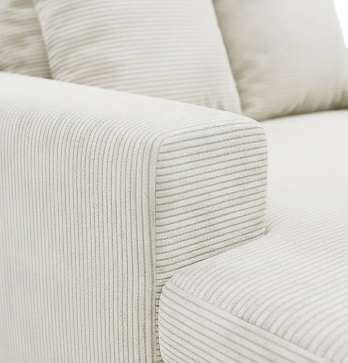 Divano Fisso 2 Posti Bianco Crema Cuscini Sfoderabili Braccioli 162x167x86h cm, Posti a Sedere 2 - Comazzo
