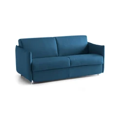 Divano Fisso 3 Posti blu Sfoderabile Lavabile 200x95 cm, Braccioli Made in Italy - Severo