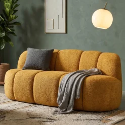 Divano Fisso 2 Posti Giallo Senape Posti a Sedere 2 Materiale Struttura in Legno Nobilitato 82x58x147h cm, Altezza Seduta 40 cm - Alchi