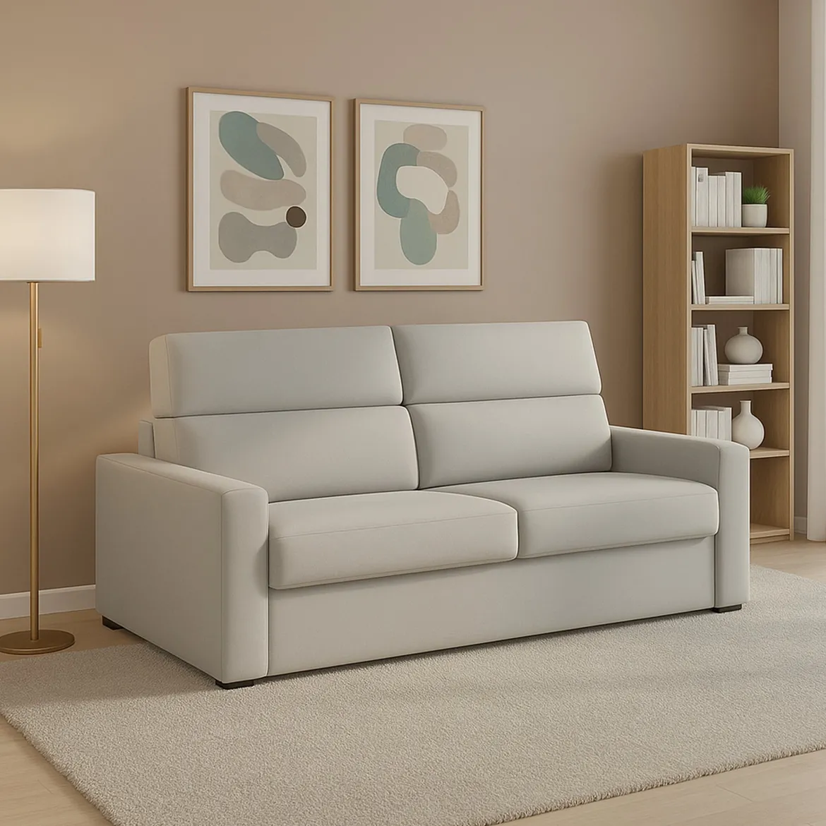 Divano Fisso 2 Posti Grigio Chiaro Sfoderabile Idrorepellente 205x95x100h cm, Lavabile Made in Italy - Flaibano